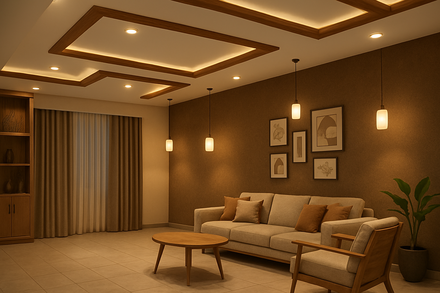 Luxurious walk-in closet with custom floor-to-ceiling dark wood wardrobes, mirrored doors, and organized storage, an interior design project by Arna Constructions in Greater Noida.