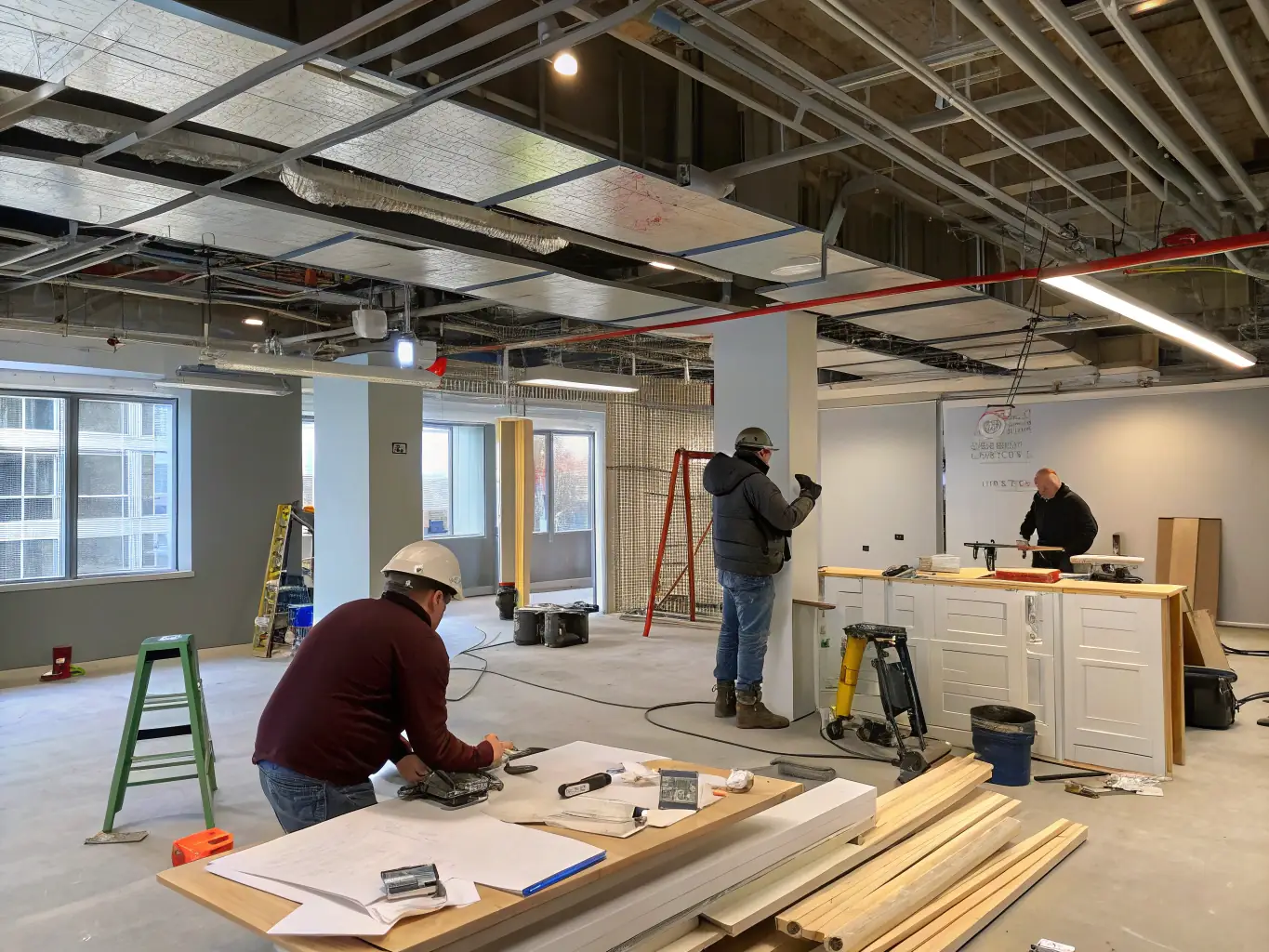 Open concept living and dining area with neutral tones and modern furniture