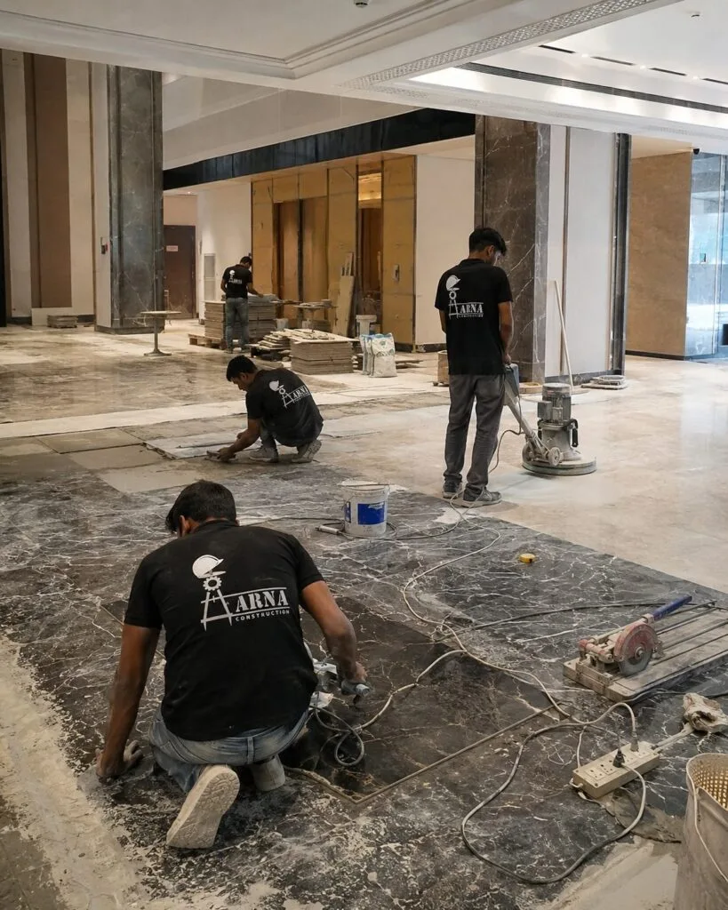Clinic interior fit-out by Aarna Constructions team in Greater Noida