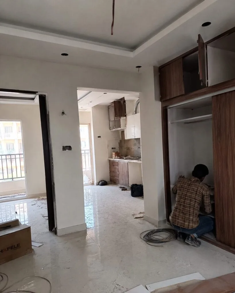 Commercial office fit-out by Aarna Constructions team in Greater Noida