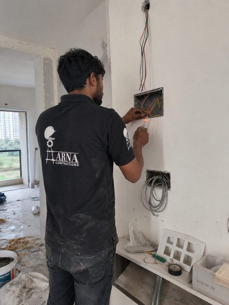 Modular kitchen carcass installation by Aarna Constructions in Greater Noida