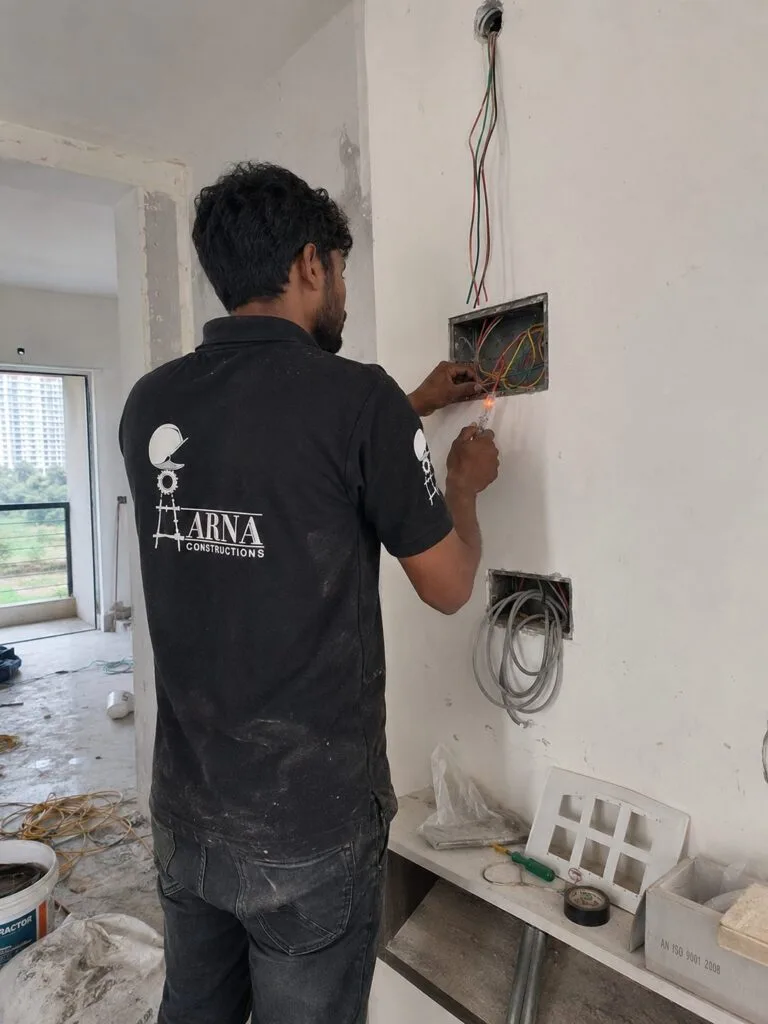 Modular kitchen carcass installation by Aarna Constructions in Greater Noida