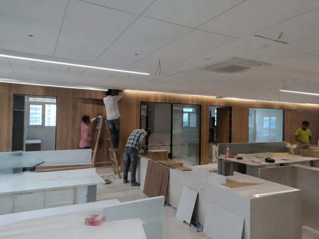 Office interior fit-out by Aarna Constructions in Greater Noida