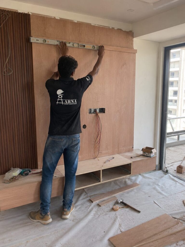 Villa staircase and steel railing work by Aarna Constructions in Greater Noida