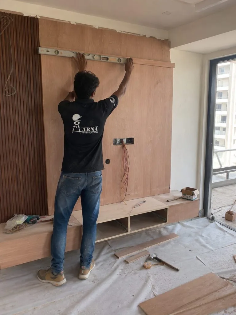 Villa staircase and steel railing work by Aarna Constructions in Greater Noida