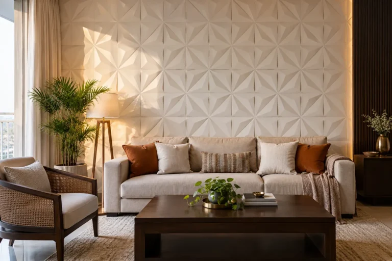 White 3D geometric wall panels