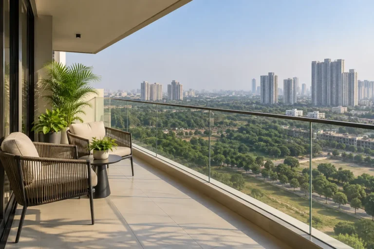 Balcony with frameless glass railing