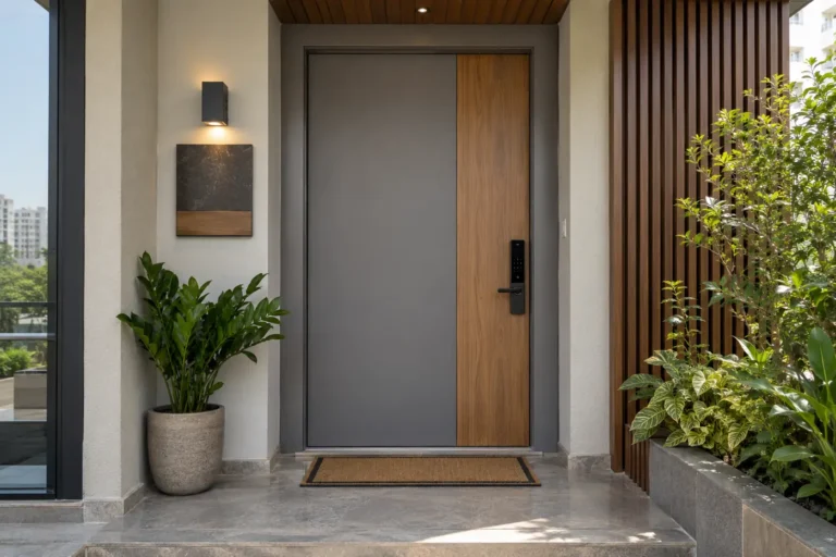 Modern two-tone main door with smart lock